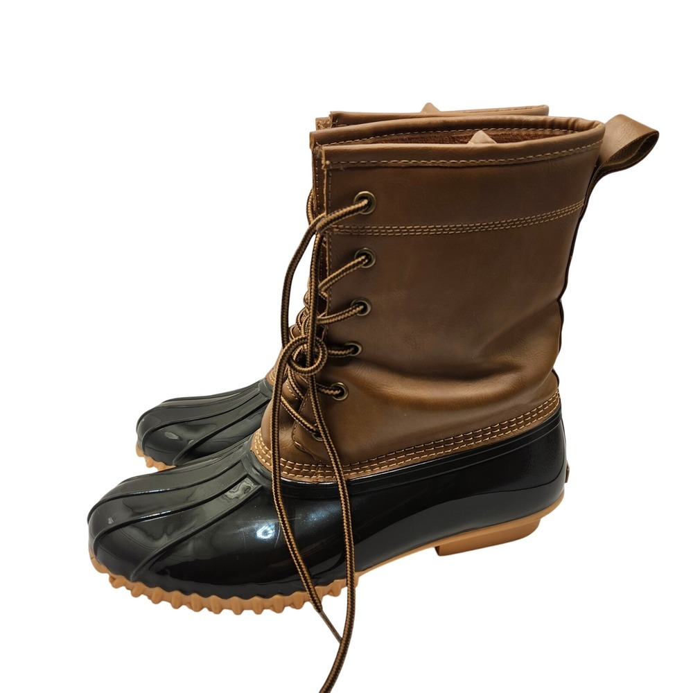 Sporto Women's Duck Boots 11M Brown Black Waterproof Faux Fur Lined Winter Snow